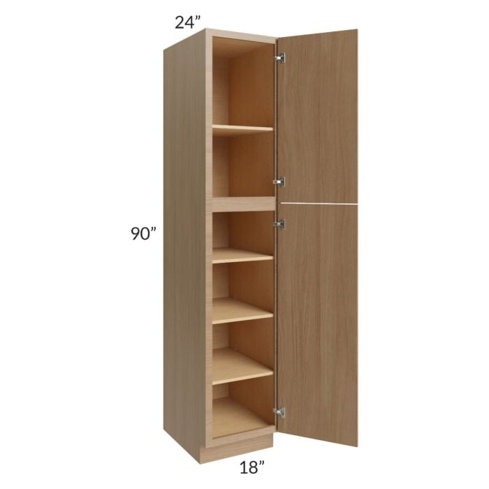 RTA Asheville Rift Oak Shaker 18" x 90" Wall Pantry with 2 Decorative End Panels and 2 Roll Out Trays