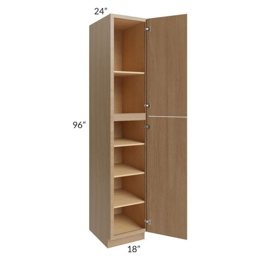 RTA Asheville Rift Oak Shaker 18" x 96" Wall Pantry with 2 Decorative End Panels and 3 Roll Out Trays