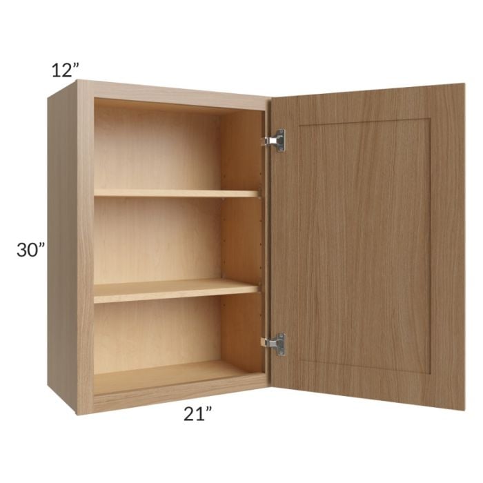 RTA Asheville Rift Oak Shaker 21 " x 30" Wall Cabinet - Right Finished Side with 1 Decorative End Panel