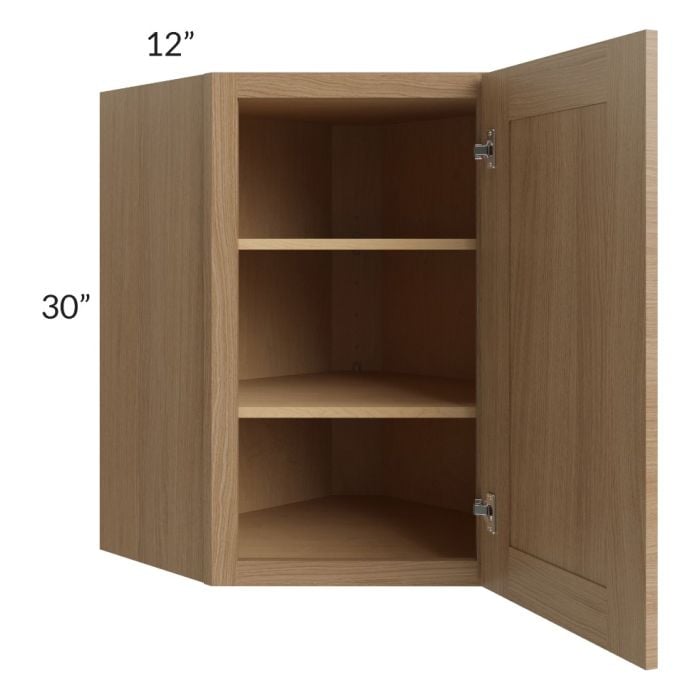 RTA Asheville Rift Oak Shaker 24" x 30" Diagonal Corner Wall Cabinet with 2 Decorative End Panels