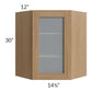 RTA Asheville Rift Oak Shaker 24" x 30" Diagonal Corner Wall Glass Door Cabinet