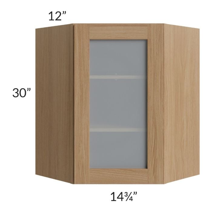 RTA Asheville Rift Oak Shaker 24" x 30" Diagonal Corner Wall Glass Door Cabinet