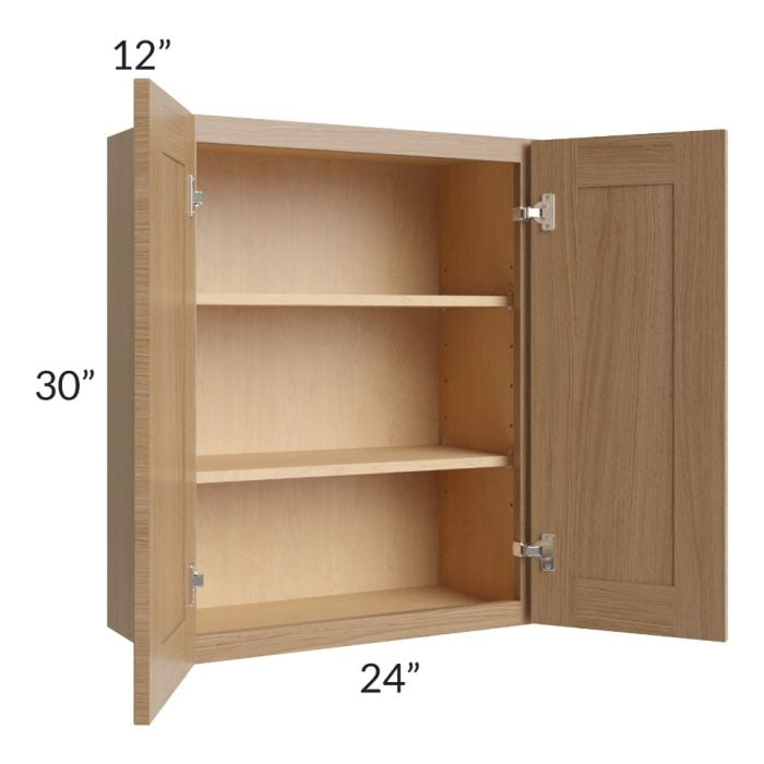 RTA Asheville Rift Oak Shaker 24" x 30" Wall Cabinet - Right Finished Side