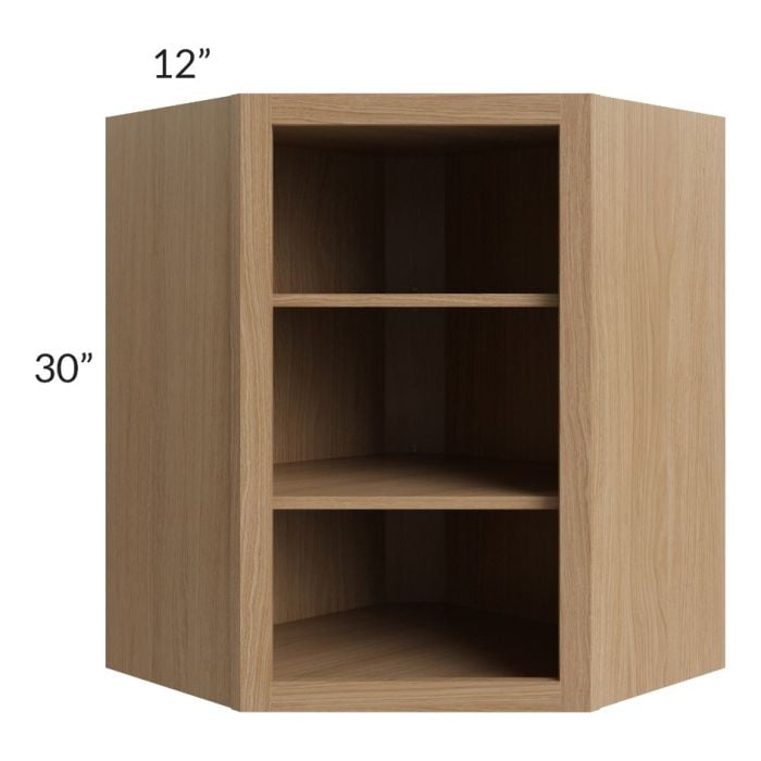 RTA Asheville Rift Oak Shaker 24" x 30" Wall Diagonal Corner Open Cabinet with 1 Decorative End Panel