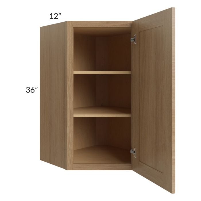 RTA Asheville Rift Oak Shaker 24" x 36" Diagonal Corner Wall Cabinet with 1 Decorative End Panel