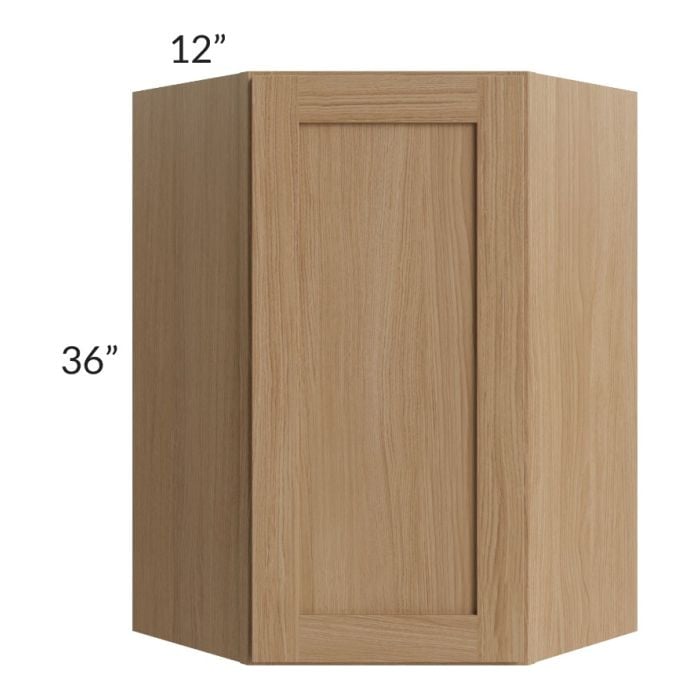 RTA Asheville Rift Oak Shaker 24" x 36" Diagonal Corner Wall Cabinet with 2 Decorative End Panels