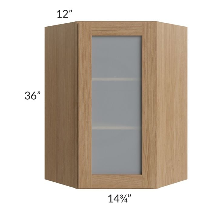 RTA Asheville Rift Oak Shaker 24" x 36" Diagonal Corner Wall Glass Door Cabinet