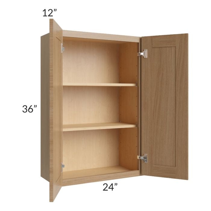 RTA Asheville Rift Oak Shaker 24" x 36" Wall Cabinet - Both Finished Sides with 2 Decorative End Panels