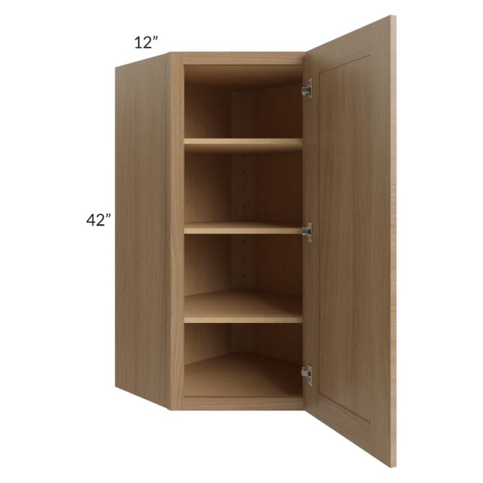 RTA Asheville Rift Oak Shaker 24" x 42" Diagonal Corner Wall Cabinet with 2 Decorative End Panesls