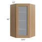 RTA Asheville Rift Oak Shaker 24" x 42" Diagonal Corner Wall Glass Door Cabinet