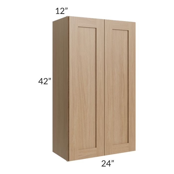 RTA Asheville Rift Oak Shaker 24" x 42" Wall Cabinet - Both Finished Sides with 1 Decorative End Panel