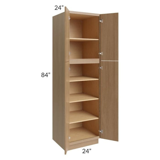 RTA Asheville Rift Oak Shaker 24" x 84" Wall Pantry with 3 Roll Out Trays