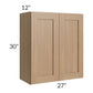 RTA Asheville Rift Oak Shaker 27 " x 30" Wall Cabinet - Right Finished Side with s Decorative End Panels