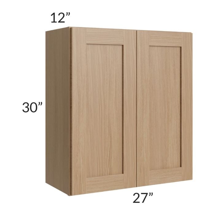 RTA Asheville Rift Oak Shaker 27 " x 30" Wall Cabinet - Right Finished Side with s Decorative End Panels