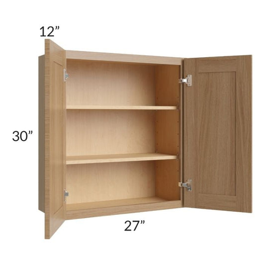 RTA Asheville Rift Oak Shaker 27 " x 30" Wall Cabinet with 2 Decorative End Panel