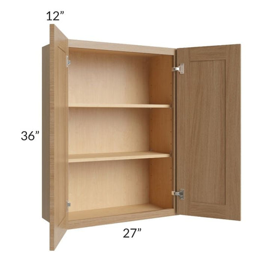 RTA Asheville Rift Oak Shaker 27 x 36" Wall Cabinet - Right Finished Side with s Decorative End Panels