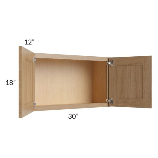 RTA Asheville Rift Oak Shaker 30" x 18" Wall Cabinet - Left Finished Side