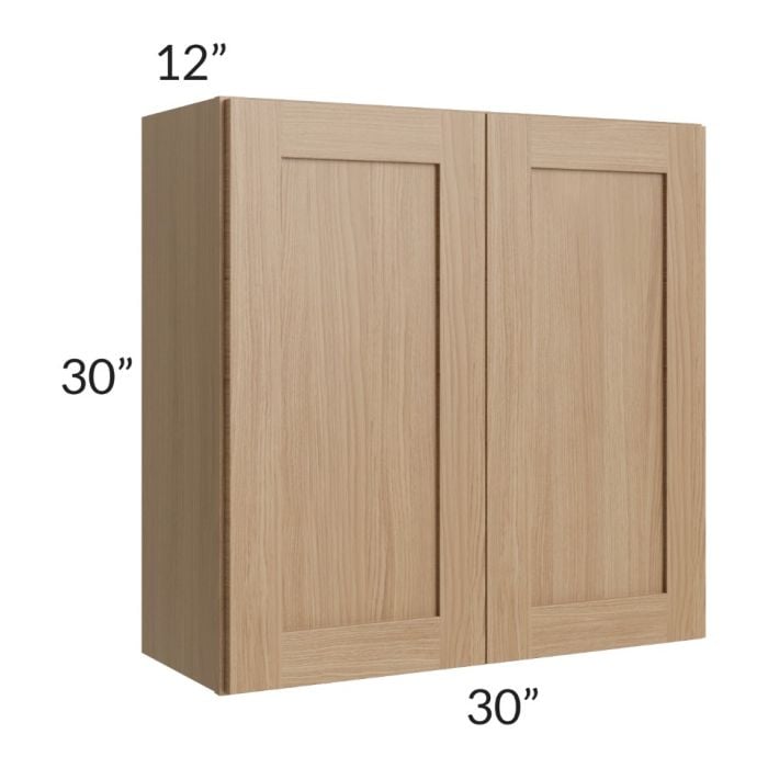 RTA Asheville Rift Oak Shaker 30 " x 30" Wall Cabinet - Right Finished Side with 1 Decorative End Panel