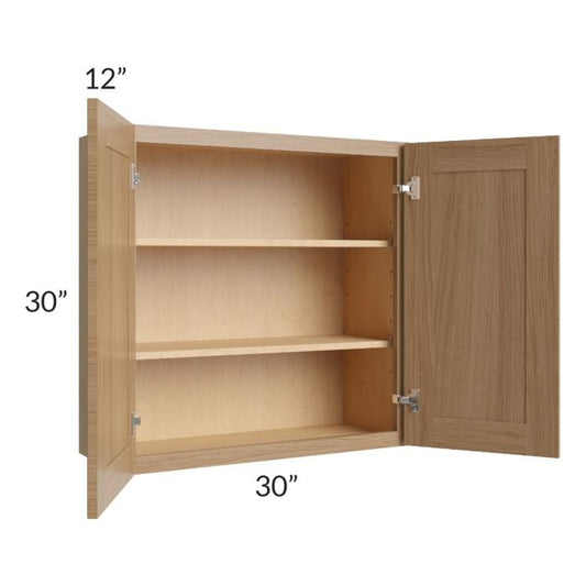 RTA Asheville Rift Oak Shaker 30 " x 30" Wall Cabinet with 2 Decorative End Panel
