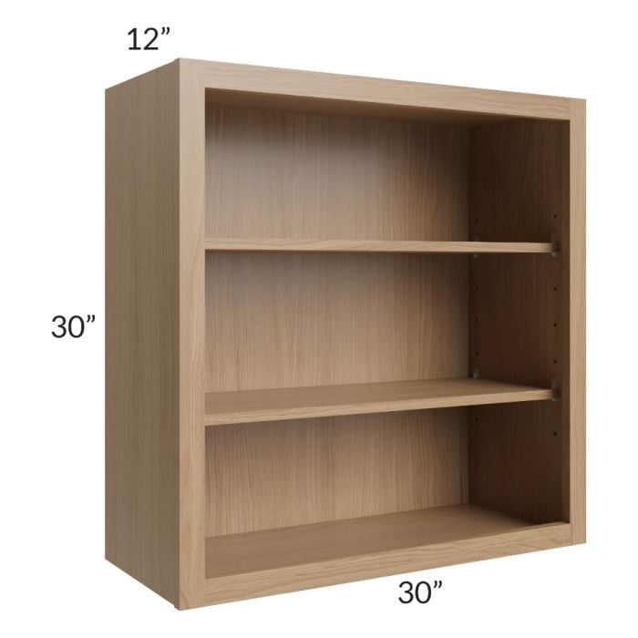 RTA Asheville Rift Oak Shaker 30" x 30" Wall Open Cabinet with 1 Decorative End Panel