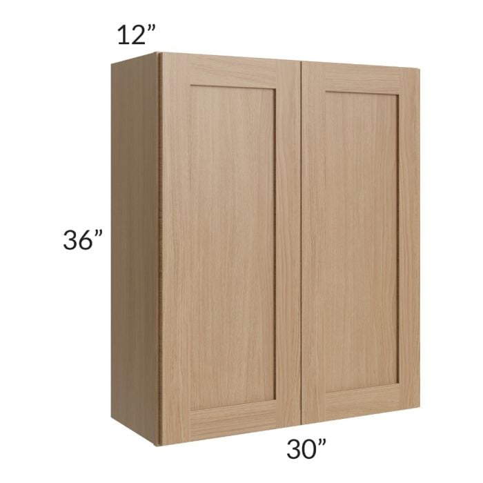 RTA Asheville Rift Oak Shaker 30" x 36" Wall Cabinet - Left Finished Side