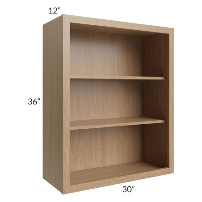 RTA Asheville Rift Oak Shaker 30" x 36" Wall Open Cabinet with 2 Decorative End Panels