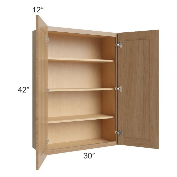 RTA Asheville Rift Oak Shaker 30" x 42" Wall Cabinet - Left Finished Side