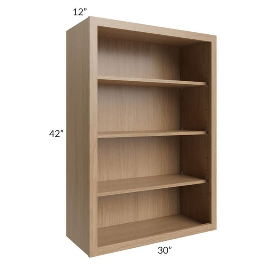 RTA Asheville Rift Oak Shaker 30" x 42" Wall Open Cabinet with 2 Decorative End Panels