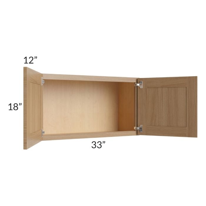 RTA Asheville Rift Oak Shaker 33" x 18" Wall Cabinet - Both Finished Sides