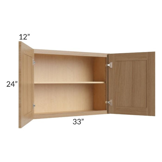RTA Asheville Rift Oak Shaker 33" x 24" Wall Cabinet - Right Finished Side