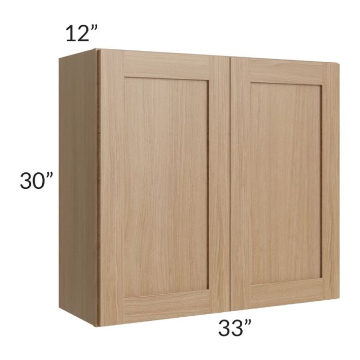 RTA Asheville Rift Oak Shaker 33 " x 30" Wall Cabinet - Left Finished Side with 1 Decorative End Panel