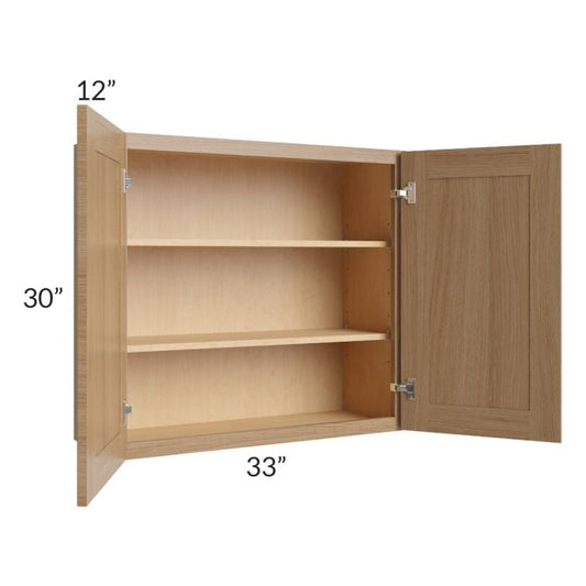 RTA Asheville Rift Oak Shaker 33 " x 30" Wall Cabinet - Left Finished Side with 1 Decorative End Panel
