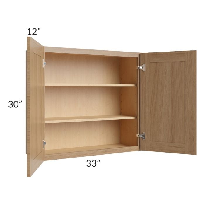RTA Asheville Rift Oak Shaker 33 " x 30" Wall Cabinet with 2 Decorative End Panel
