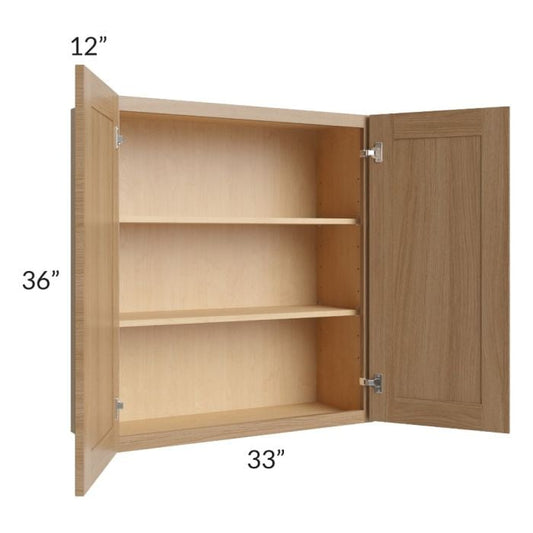 RTA Asheville Rift Oak Shaker 33" x 36" Wall Cabinet - Right Finished Side