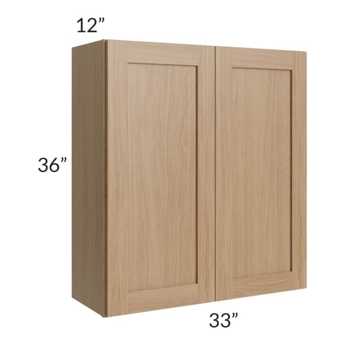 RTA Asheville Rift Oak Shaker 33" x 36" Wall Cabinet with 2 Decorative End Panel