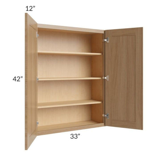 RTA Asheville Rift Oak Shaker 33" x 42" Wall Cabinet - Right Finished Side