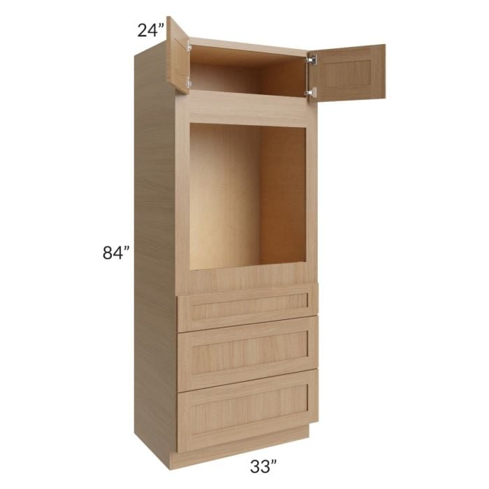 RTA Asheville Rift Oak Shaker 33" x 84" Universal Oven Cabinet with 2 Decorative End Panels