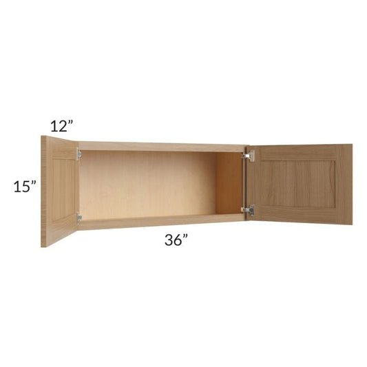 RTA Asheville Rift Oak Shaker 36" x 15" Wall Cabinet - Right Finished Side