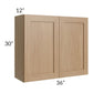 RTA Asheville Rift Oak Shaker 36" x 30" Wall Cabinet - Both Finished Sides with 1 Decorative End Panel