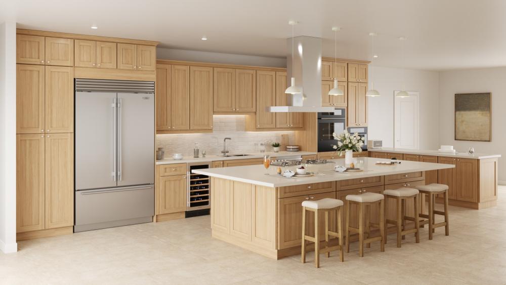 RTA Asheville Rift Oak Shaker 36" x 30" Wall Cabinet - Both Finished Sides with 1 Decorative End Panel