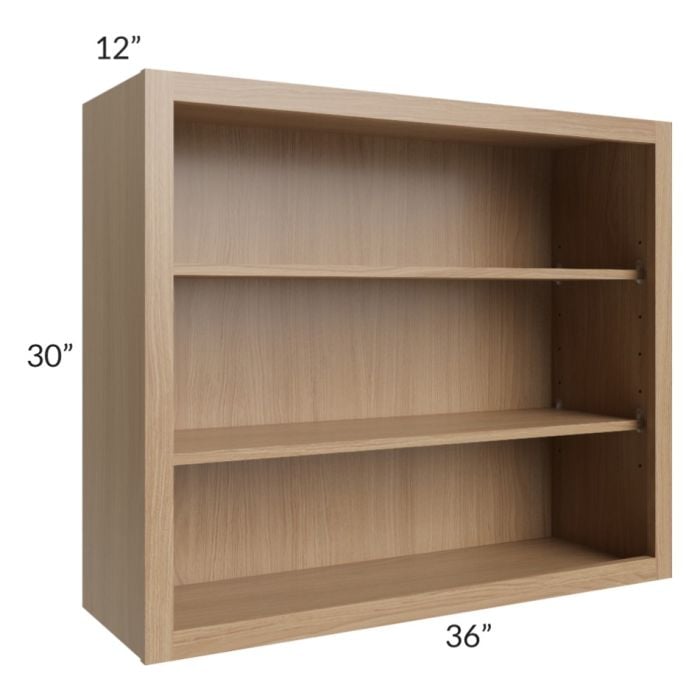 RTA Asheville Rift Oak Shaker 36" x 30" Wall Open Cabinet with 2 Decorative End Panels
