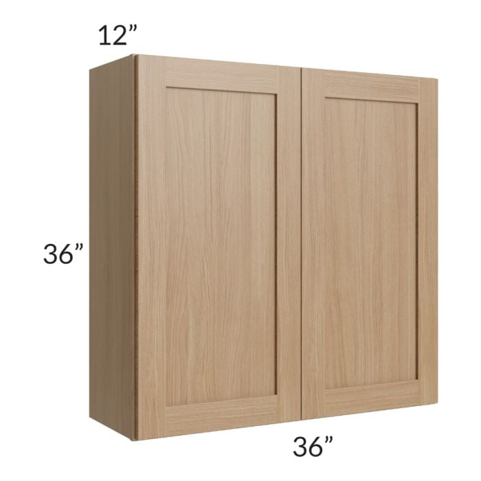 RTA Asheville Rift Oak Shaker 36" x 36" Wall Cabinet - Left Finished Side