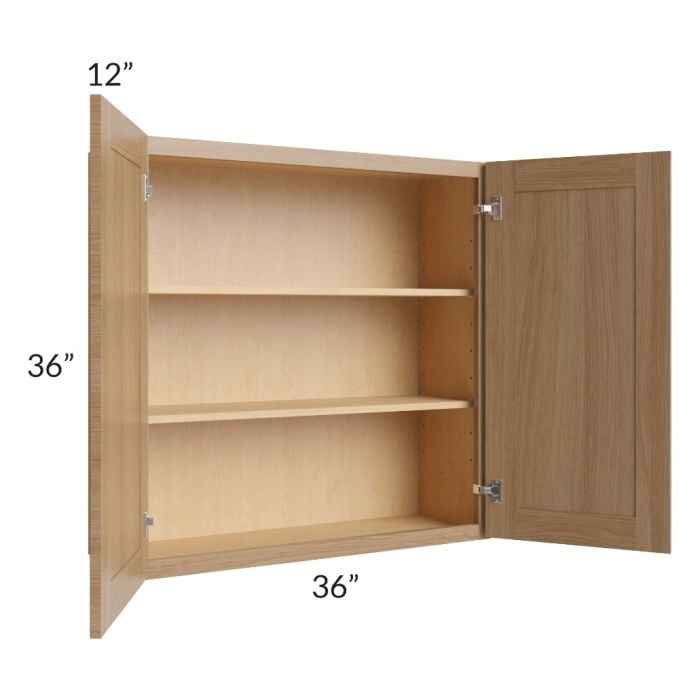 RTA Asheville Rift Oak Shaker 36" x 36" Wall Cabinet with 1 Decorative End Panel