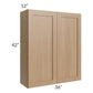 RTA Asheville Rift Oak Shaker 36" x 42" Wall Cabinet - Left Finished Side with 1 Decorative End Panel