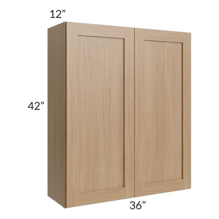 RTA Asheville Rift Oak Shaker 36" x 42" Wall Cabinet with 2 Decorative End Panel