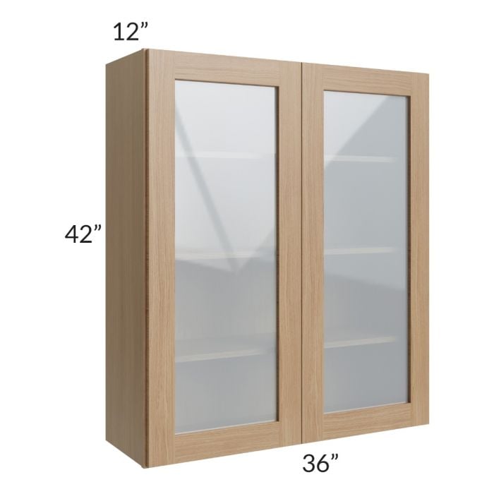 RTA Asheville Rift Oak Shaker 36" x 42" Wall Glass Door Cabinet