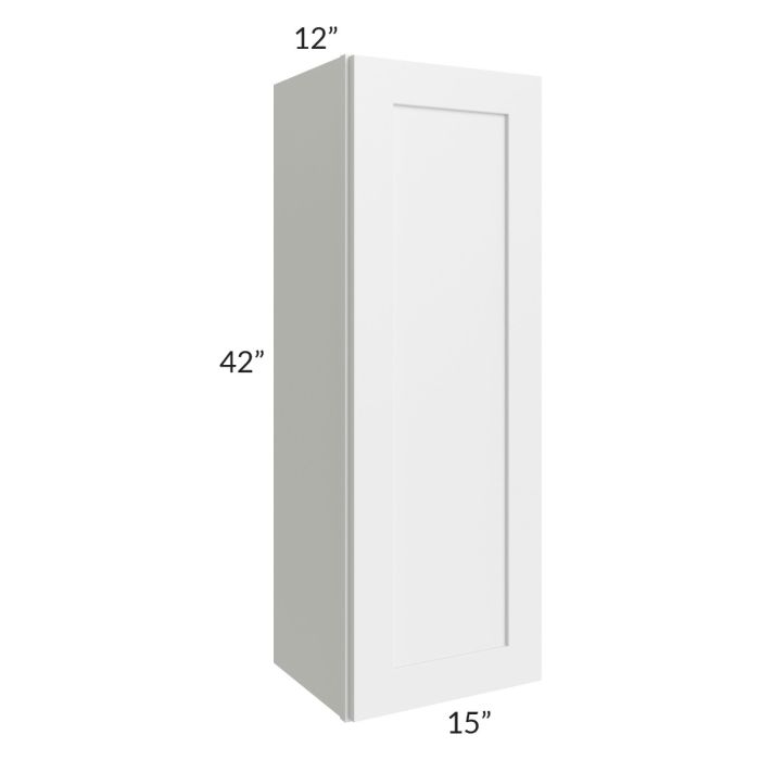RTA Asheville White Shaker 15" x 42" Wall Cabinet with 1 Decorative End Panel