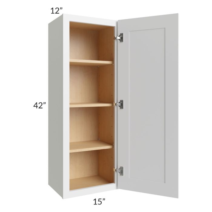 RTA Asheville White Shaker 15" x 42" Wall Cabinet with 1 Decorative End Panel