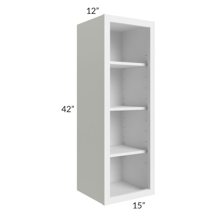 RTA Asheville White Shaker 15" x 42" Wall Open Cabinet