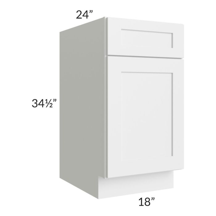 RTA Asheville White Shaker 18" Base Cabinet with 1 Decorative End Panel